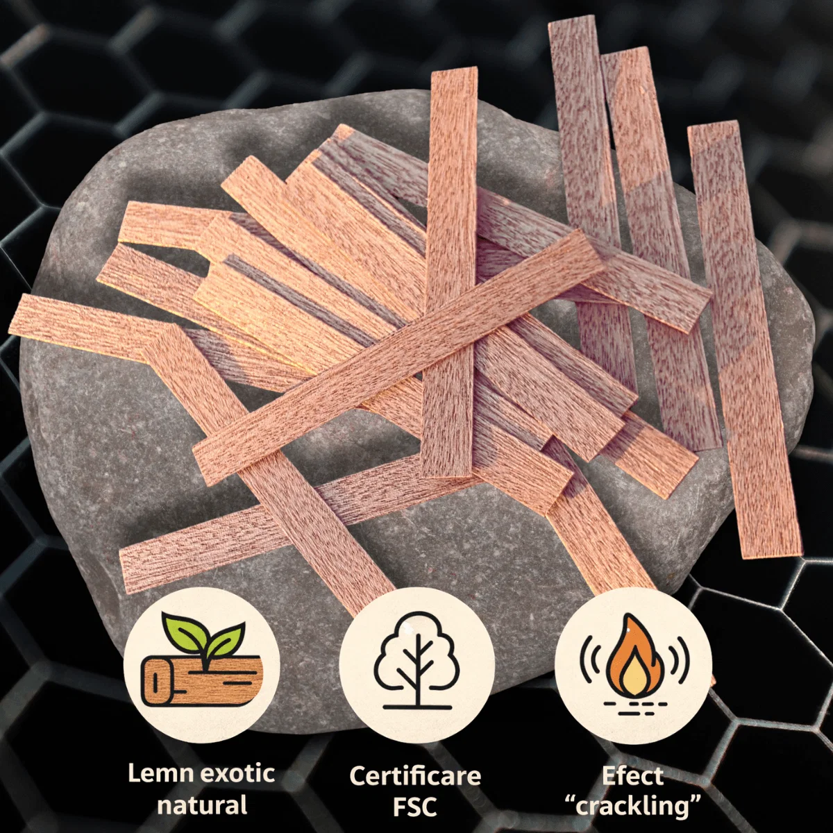 Fitil – Lumânări - Fitil din lemn exotic tip drept - 90 × 10 mm - set 20 buc