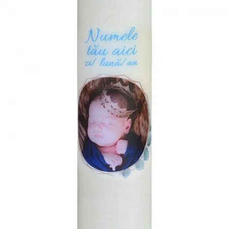 Lumanare Botez Baiatel personalizata cu poza si nume [1]