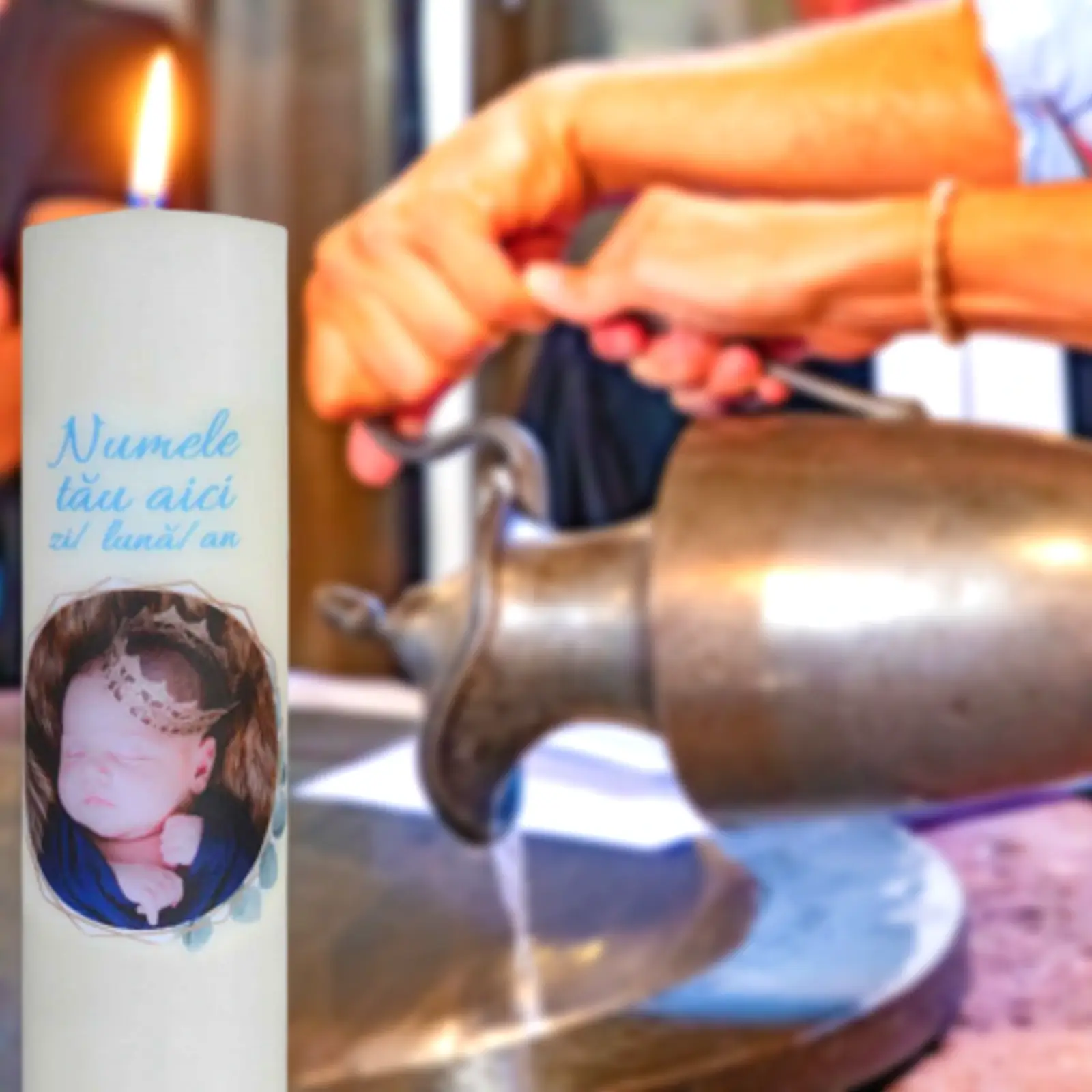 Lumanare Botez Baiatel personalizata cu poza si nume [2]