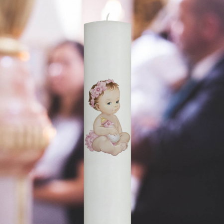 Lumânări Botez simple - Lumanare Botez Bebelina Roz