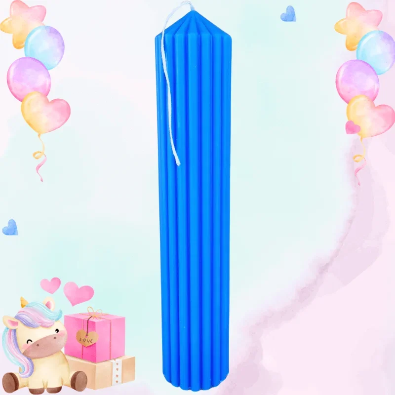 Lumânări Botez simple - Lumanare Botez Canelata - Albastru