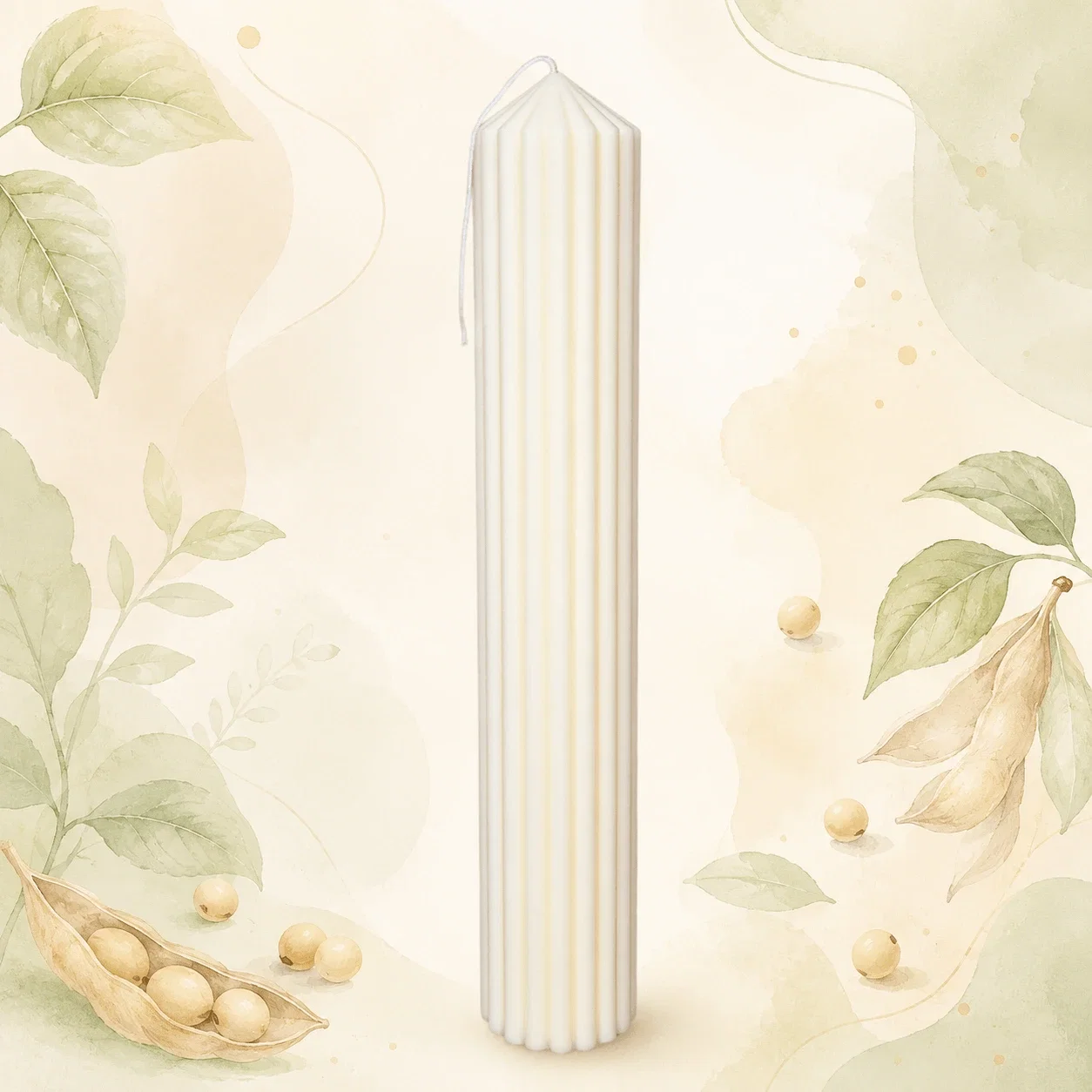 Lumânări Botez simple - Lumânare Botez Canelată din Ceară de Soia – Ivory Natural