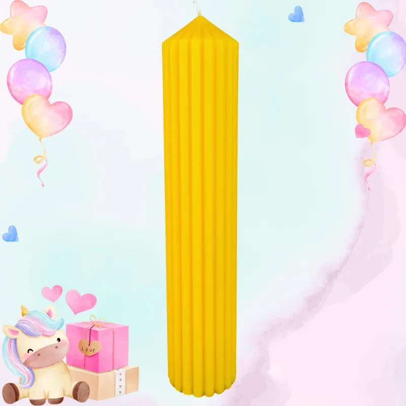 Lumânări Botez simple - Lumanare Botez Canelata - Galben