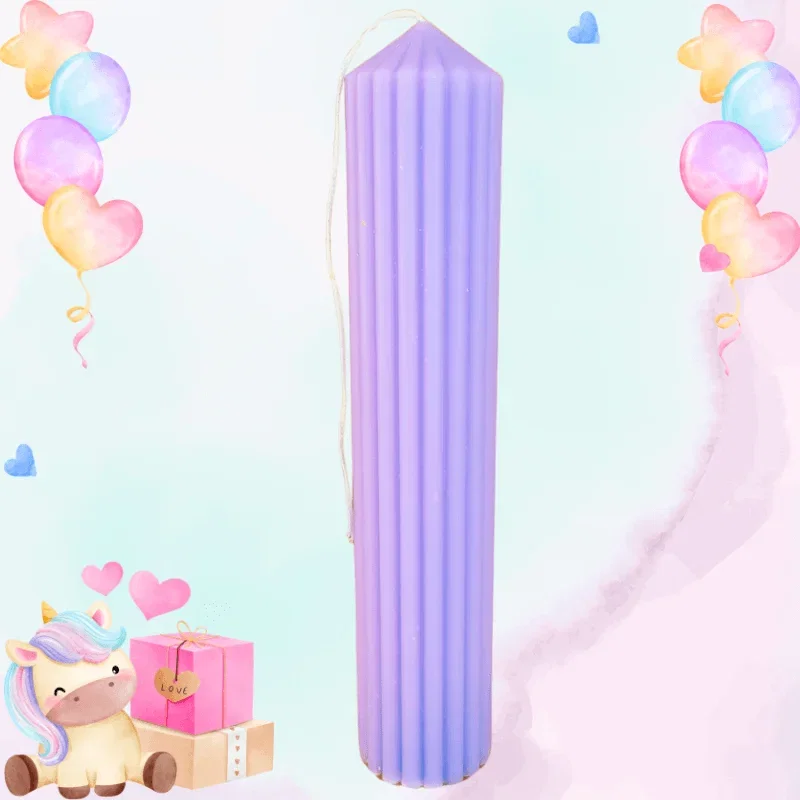 Lumânări Botez simple - Lumanare Botez Canelata - Mov