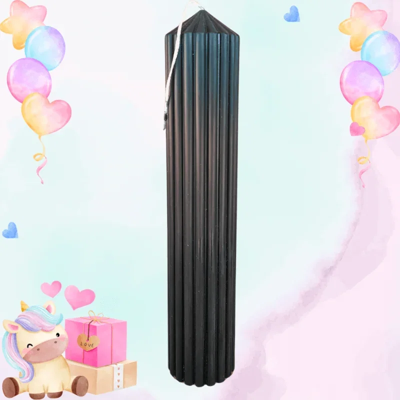 Lumânări Botez simple - Lumanare Botez Canelata - Negru