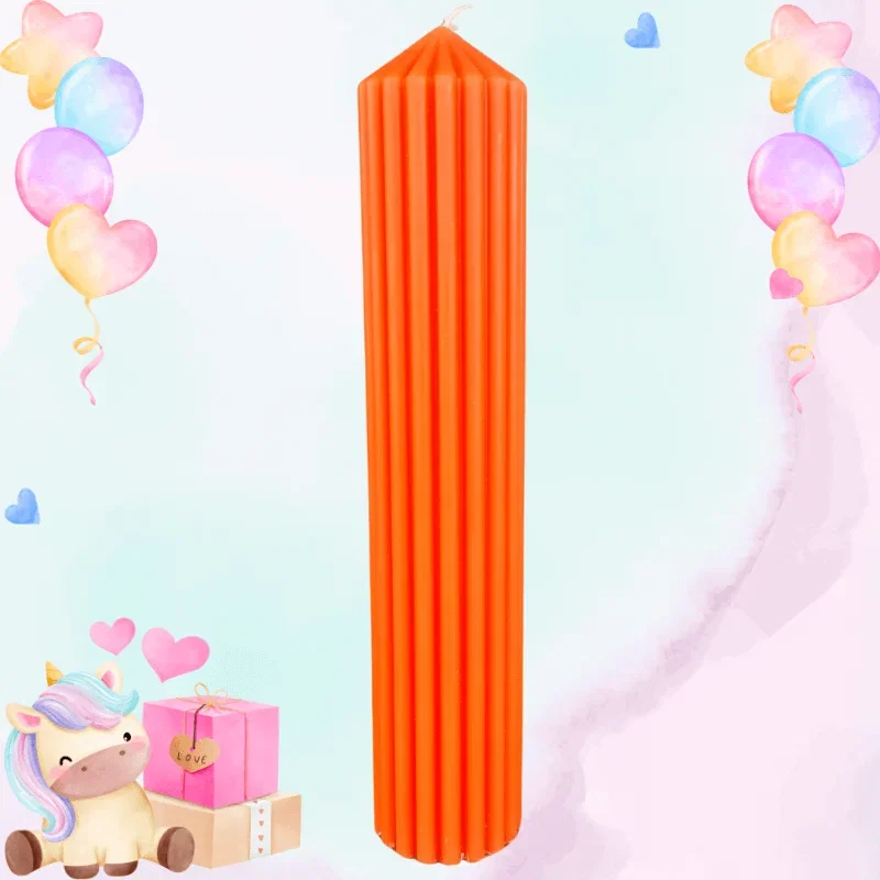 Lumânări Botez simple - Lumanare Botez Canelata - Portocaliu