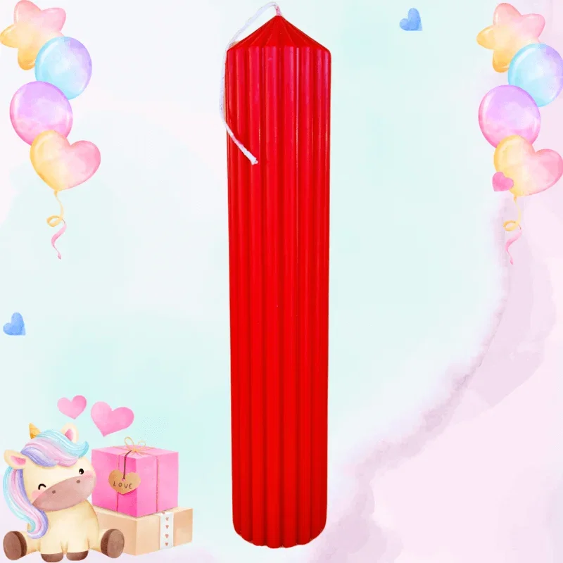 Lumânări Botez simple - Lumanare Botez Canelata - Rosu