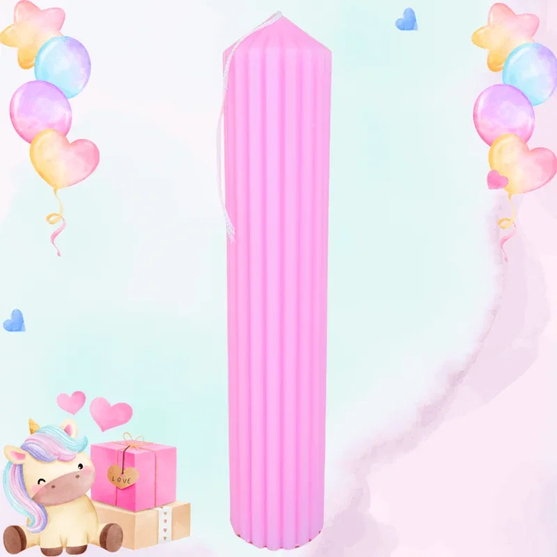 Lumânări Botez simple - Lumanare Botez Canelata - Roz