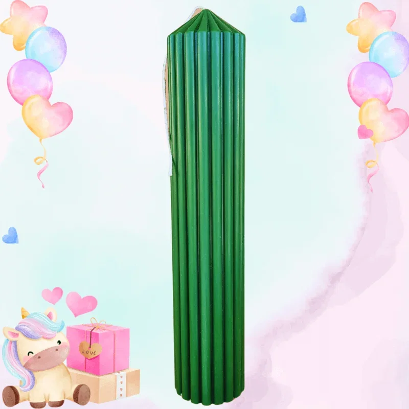 Lumânări Botez simple - Lumanare Botez Canelata - Verde inchis