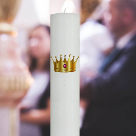 Lumânări Botez simple - Lumanare Botez Coroana cu roz