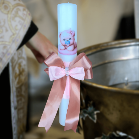 Trusouri si Lumânări decorate Botez - Lumanare botez decorata baby ursulet