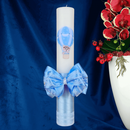 Lumanare botez decorata Balon albastru [1]