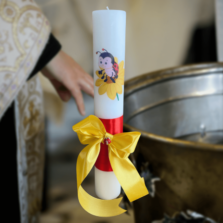 Trusouri si Lumânări decorate Botez - Lumanare botez decorata buburuza