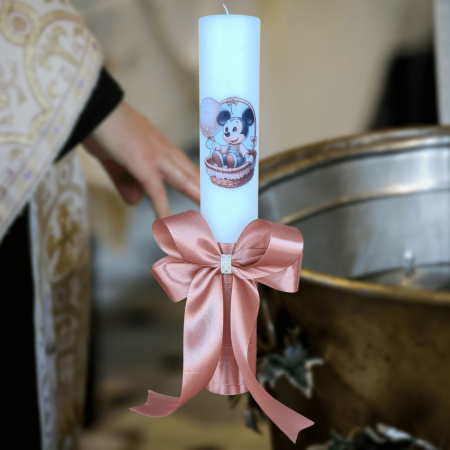 Trusouri si Lumânări decorate Botez - Lumanare botez decorata Mickey cu balon