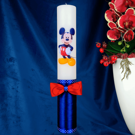 Lumanare botez decorata Mickey rosu [1]