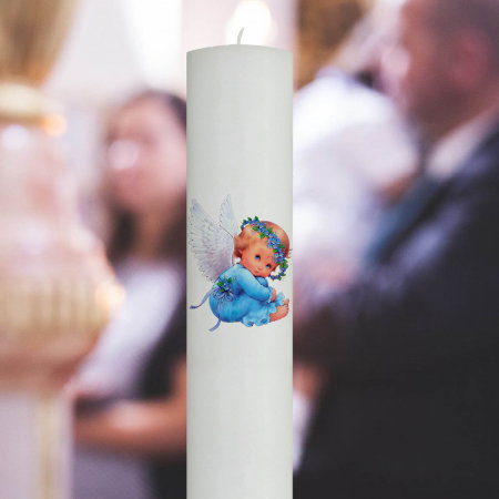 Lumânări Botez simple - Lumanare Botez Ingeras Albastru