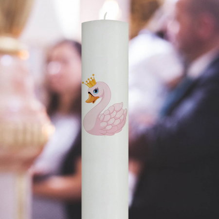 Lumânări Botez simple - Lumanare Botez Lebada Roz