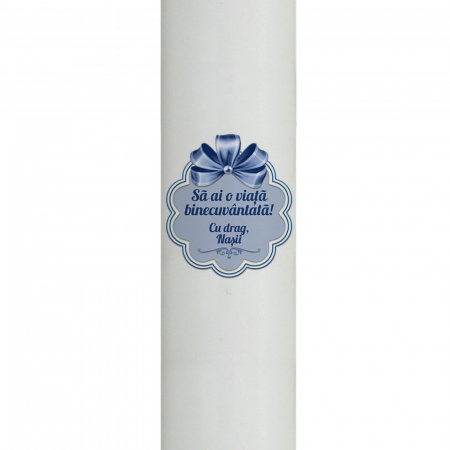 Lumanare Botez Mesaj Nasi albastru [3]