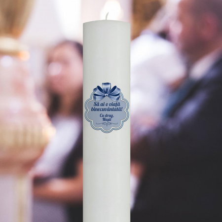 Lumânări Botez simple - Lumanare Botez Mesaj Nasi albastru