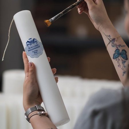 Lumanare Botez Mesaj Nasi albastru [2]