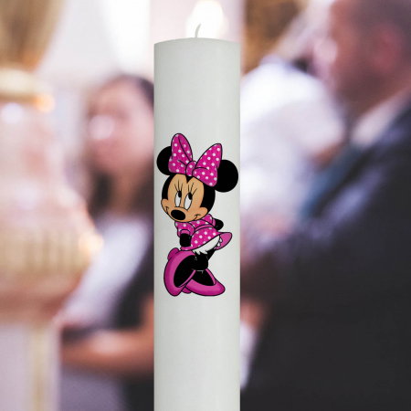 Lumânări Botez simple - Lumanare Botez Minnie cu rochita roz