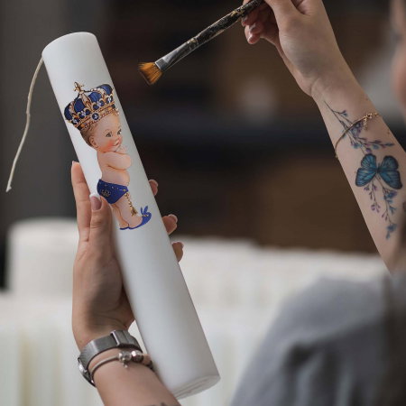 Lumanare Botez Print cu albastru [2]