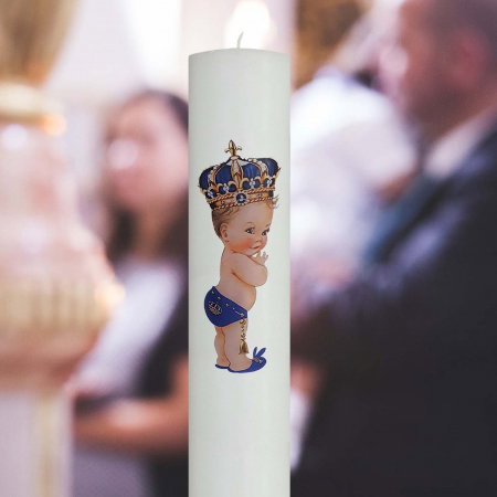 Lumanare Botez Print cu albastru [0]