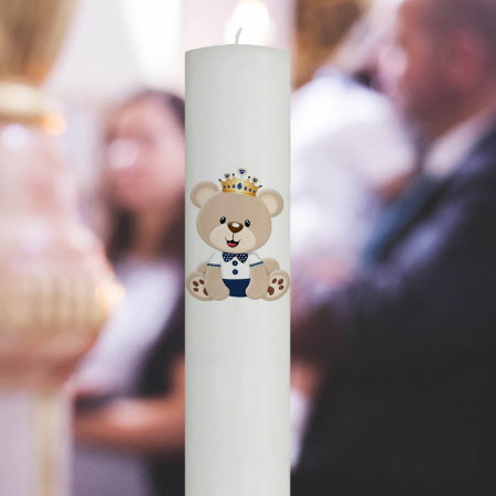 Lumânări Botez simple - Lumanare Botez Ursulet cu coronita