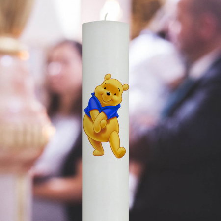 Lumânări Botez simple - Lumanare Botez Winnie cu vesta albastra