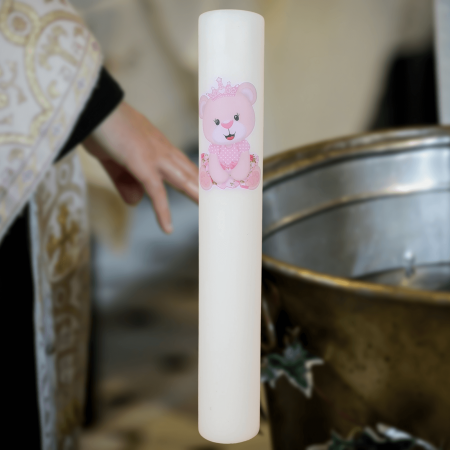 Lumanare Botez Ursulet roz