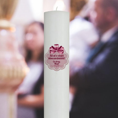 Lumânări Botez simple - Lumanare Botez Mesaj Nasi Roz
