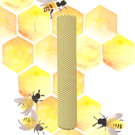 Lumânări Botez simple - Lumânare tip fagure din ceară colorată, rulată manual - vanila