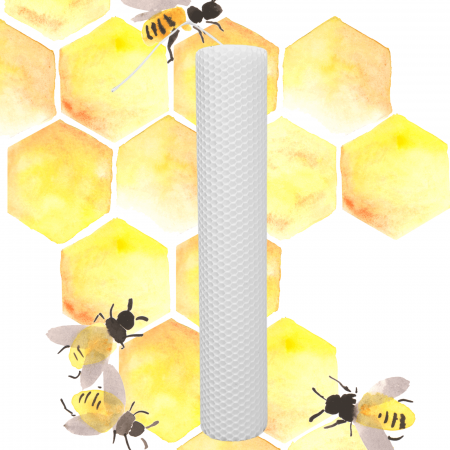 Lumânări Botez simple - Lumânare tip fagure din ceară colorată, rulată manual - alb