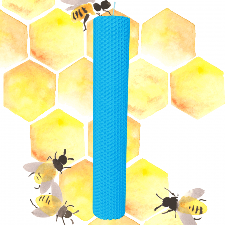 Lumânări Botez simple - Lumânare tip fagure din ceară colorată, rulată manual - albastru