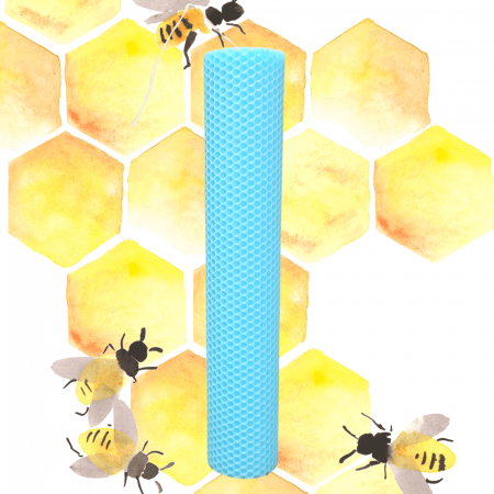 Lumânări Botez simple - Lumânare tip fagure din ceară colorată, rulată manual - albastru deschis