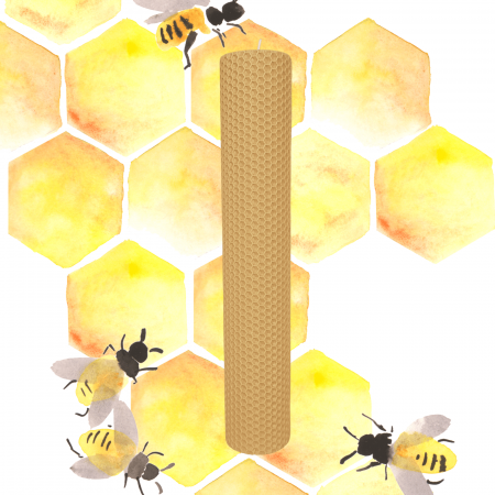 Lumânări Botez simple - Lumânare tip fagure din ceară colorată, rulată manual - bej