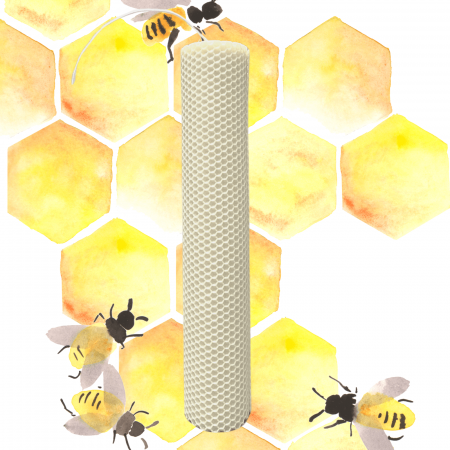 Lumânări Botez simple - Lumânare tip fagure din ceară colorată, rulată manual - ivory