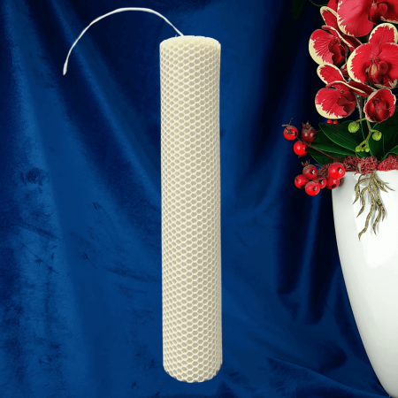 Lumânare tip fagure din ceară colorată, rulată manual - ivory [2]