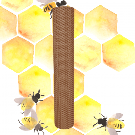 Lumânări Botez simple - Lumânare tip fagure din ceară colorată, rulată manual - maro cappuccino