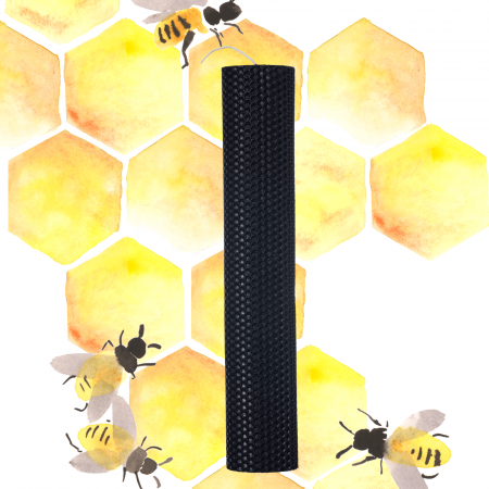 Lumânări Botez simple - Lumânare tip fagure din ceară colorată, rulată manual - negru