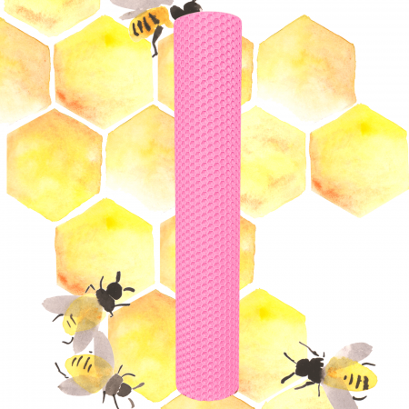 Lumânare tip fagure din ceară colorată, rulată manual - roz