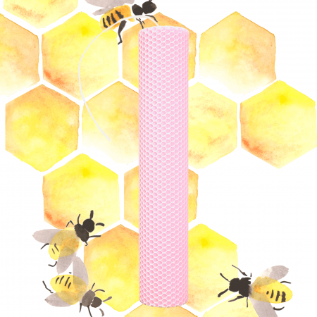 Lumânări Botez simple - Lumânare tip fagure din ceară colorată, rulată manual - roz deschis