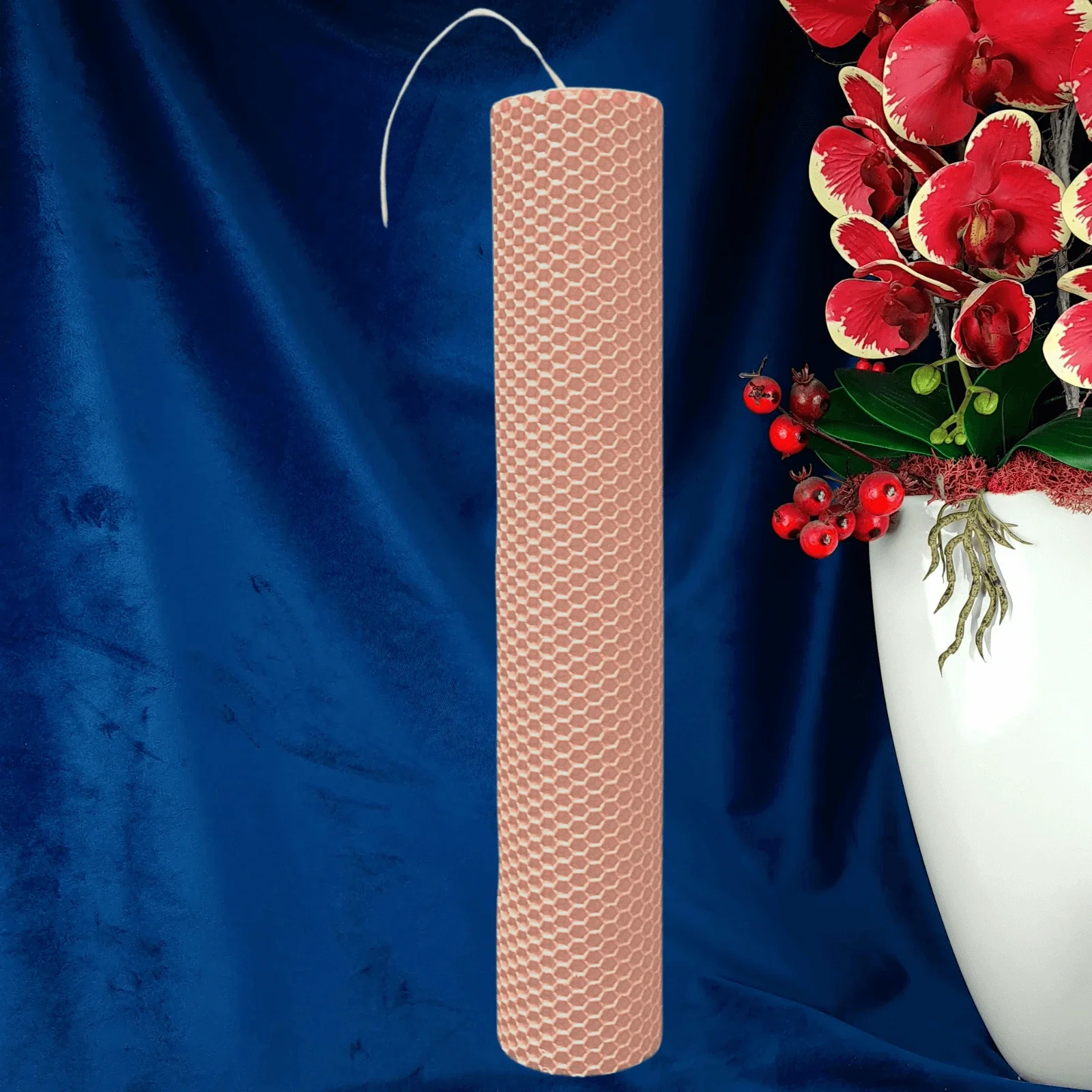 Lumânare tip fagure din ceară colorată, rulată manual - roz pudra [3]