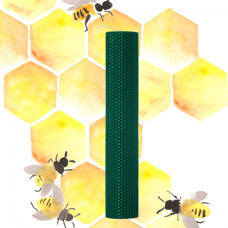 Lumânare tip fagure din ceară colorată, rulată manual - verde inchis [0]