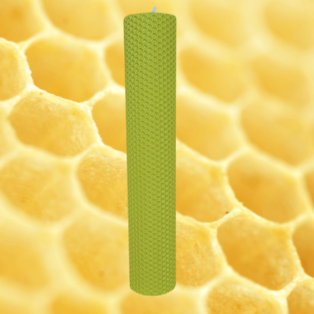 Lumânare tip fagure din ceară colorată, rulată manual - verde lime [1]