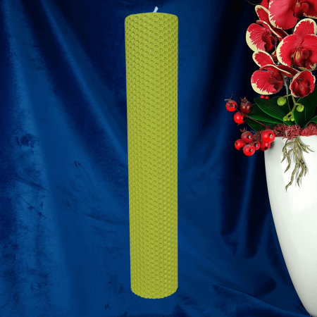 Lumânare tip fagure din ceară colorată, rulată manual - verde lime [2]