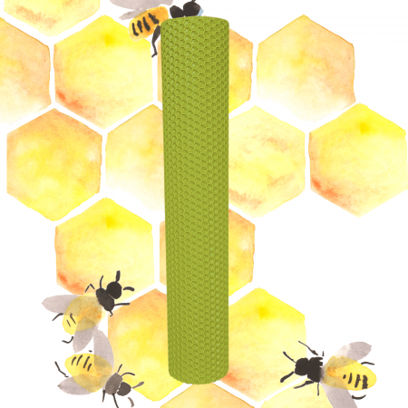 Lumânări Botez simple - Lumânare tip fagure din ceară colorată, rulată manual - verde lime