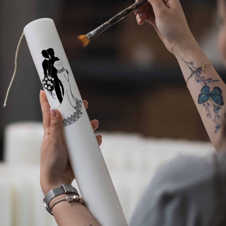 Set 2 Lumanari Miri Alb Negru cu mesaj de la nasi [2]