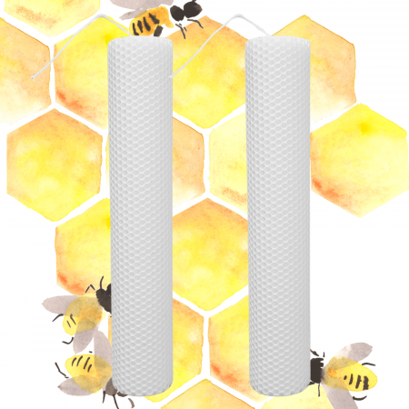 Articole Nuntă - Set 2 Lumânări tip Fagure din Ceară Colorată - Alb