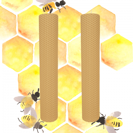 Lumânări Nuntă simple - Set 2 lumânări tip fagure din ceară colorată, rulate manual - bej